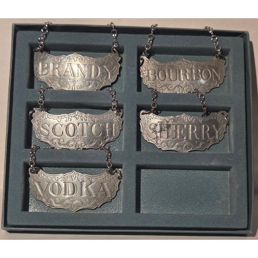 Lenox Kirk-Stieff Pewter Decanter Tags